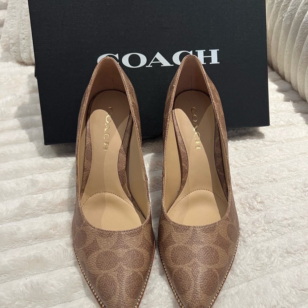 Coach Tan Patterned Heels for Women